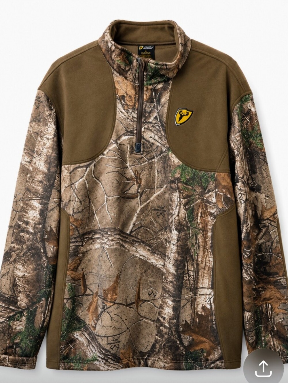 Mossy Oak Brown Camo Quarter-Zip Hunting Pullover Jacket